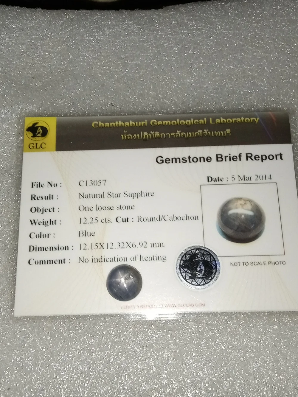 BIG Certified Natural No Heat 12.25ct Blue Star Sapphire